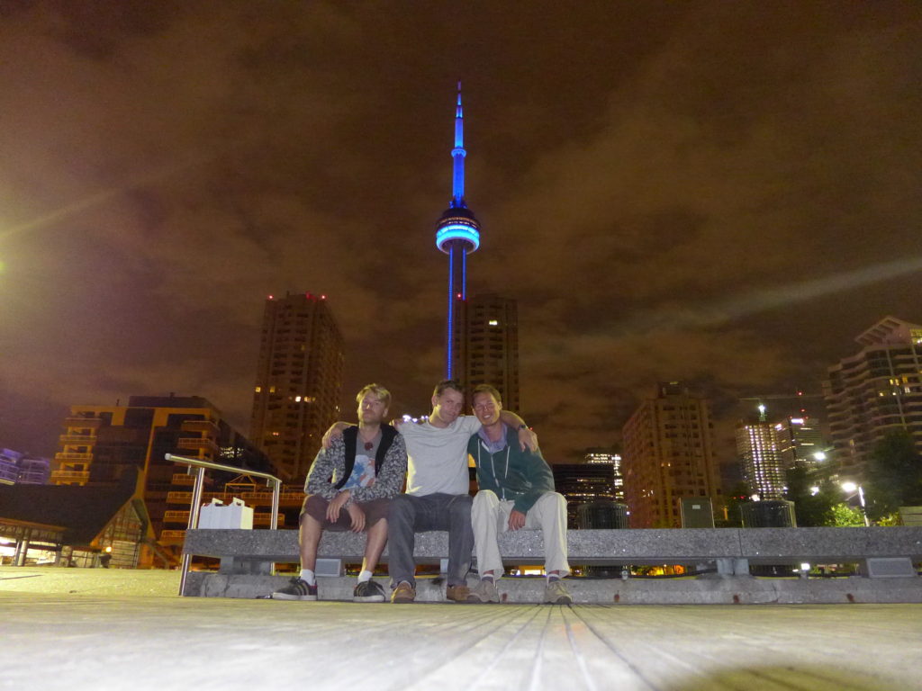 Andrew, Nikita and Mitch enjoy a night on the dock in Toronto