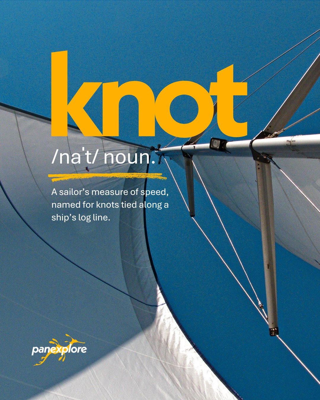 Word of the Month: Knot ⚓️

From tying lines to measuring a ship’s speed, “knot” has been part of sailor speak for centuries. Today, a knot is still used as a unit of speed at sea, equal to one nautical mile per hour.

So next time you hear a sailor say they’re cruising at 10 knots, you’ll know exactly what they mean.

Knot bad to learn, eh? 😉

#Panexplore #Sailing #SailingInstagram #SailTheWorld #Sailing101