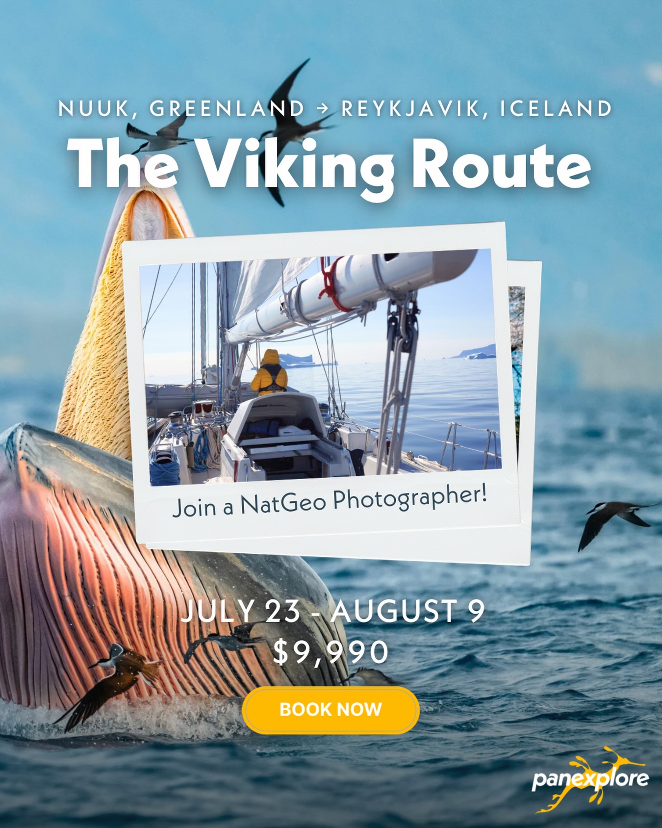 Follow the wake of the Vikings. ⚔️

1,100 nautical miles of raw North Atlantic between Greenland and Iceland, where ice gives way to open ocean and the horizon feels endless. Learn to navigate one of the wildest stretches of water on Earth.

Whales surface beside you.
Nights barely darken.
And somewhere out there… you realize you’re doing something most people only dream about.

⚓ Nuuk → Reykjavík
📅 July 23 – Aug 9, 2026
💰 $9,990
🔥 18 days | real offshore miles | no experience required

Led by an elite expedition crew + National Geographic photographer @briandoylephoto onboard — this is hands-on, high-latitude sailing at its finest.

👉 Limited berths — link in comments.

#PanExplore #VikingRoute #NorthAtlantic #ExpeditionSailing #BluewaterSailing
