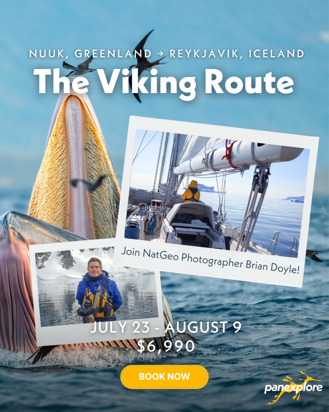 Join NatGeo photographer Brian Doyle aboard SV Sea Dragon for an 18-day Arctic passage from Nuuk, Greenland to Reykjavík, Iceland. Learn to shoot pictures like a professional in extraordinary light, in extraordinary places — while actually crossing an ocean.

July 23 – August 9 · $6,990 · limited avail, HURRY UP!!!

🔗 Link in bio.

@briandoylephoto 
#TheVikingRoute #PhotoExpedition #ArcticAdventure #ExpeditionSailing #Panexplore NatGeoPhotographer Greenland Iceland