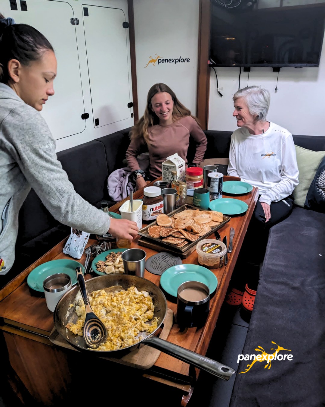 Mornings at sea have their own rhythm ☀️
After the early planning and preparation, the day eases into something slower. Breakfast onboard, shared conversations, and the simple comfort of starting the day together on the water...
It's a moment of quiet pause before the ocean takes over again.
And no, we're not sponsored by Nutella.
#Panexplore #Sailing #adventure #SailingInstagram #breakfast